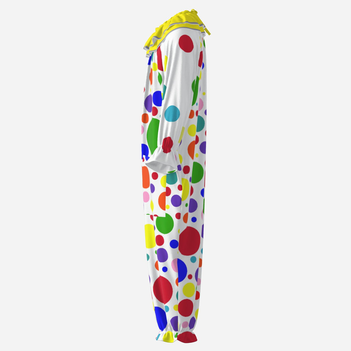 Circus Coveralls Vibrant Rainbow Tik Tok Dots Professional Clown Suit Collar Costume Set