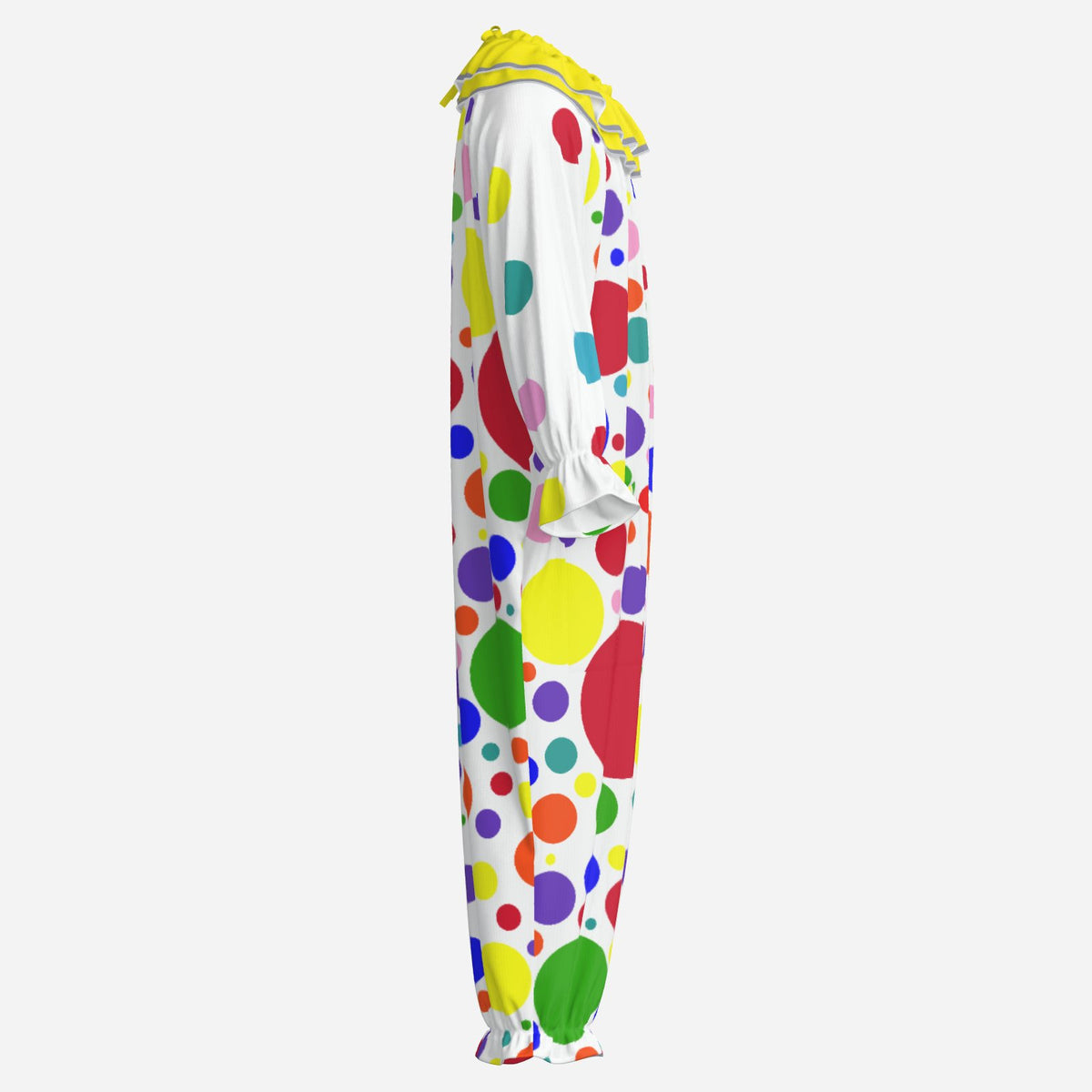 Circus Coveralls Vibrant Rainbow Tik Tok Dots Professional Clown Suit Collar Costume Set
