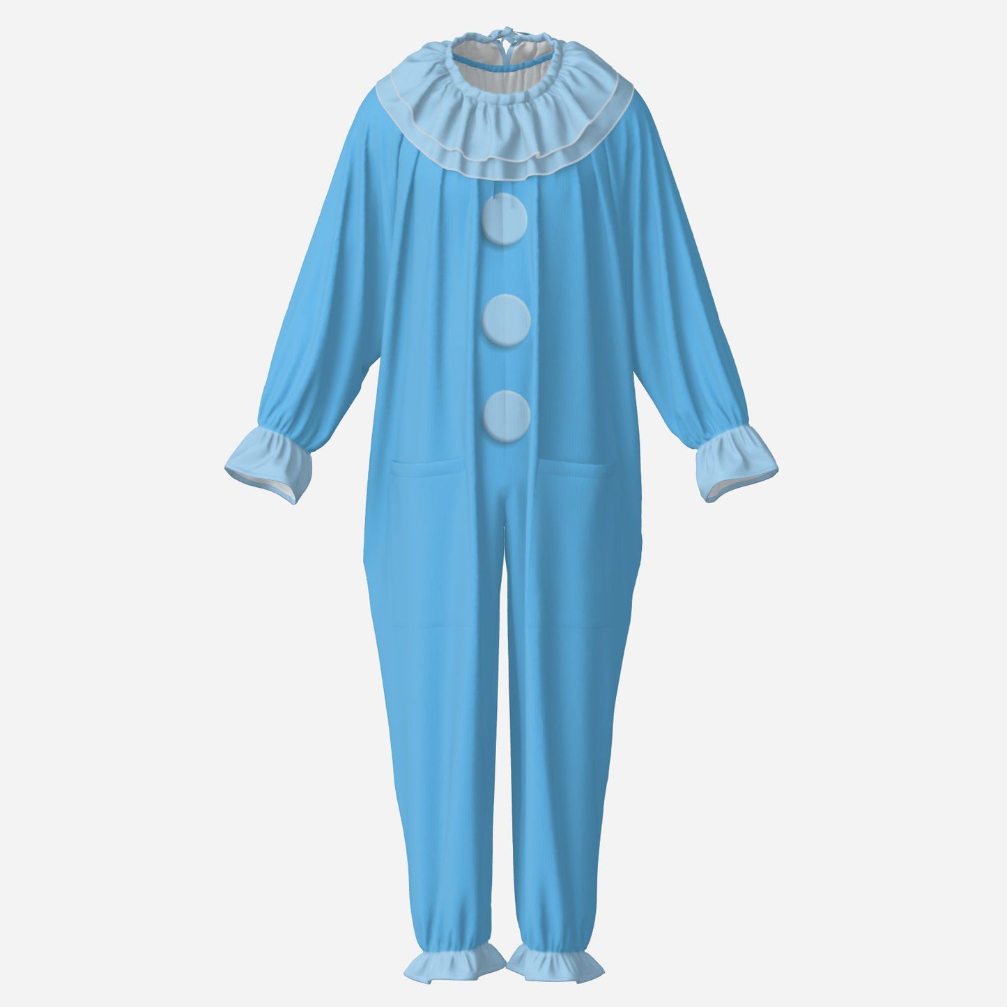 Circus Coveralls Baby Blue Pom Print Baggy Clown Suit