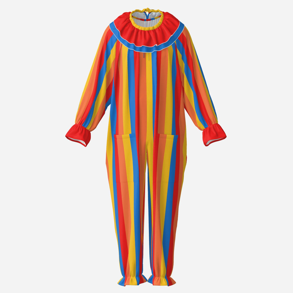 Circus Coveralls Jolly Stripe Red Yellow Blue Orange Pro Clown Suit Costume Set