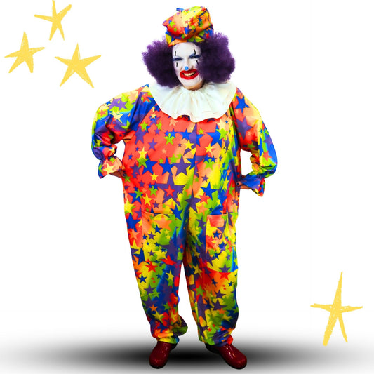 Circus Coveralls Tutti Stars Rainbow Clown Suit n White Collar