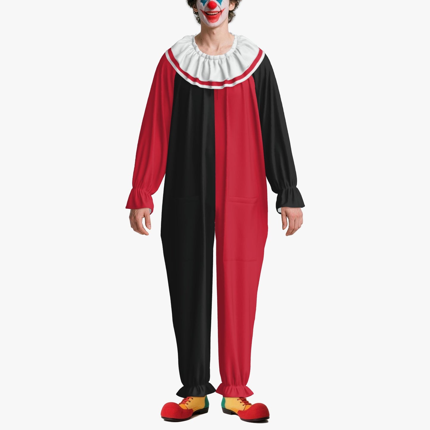 Circus Coveralls Red Black Colorblock Clown Suit