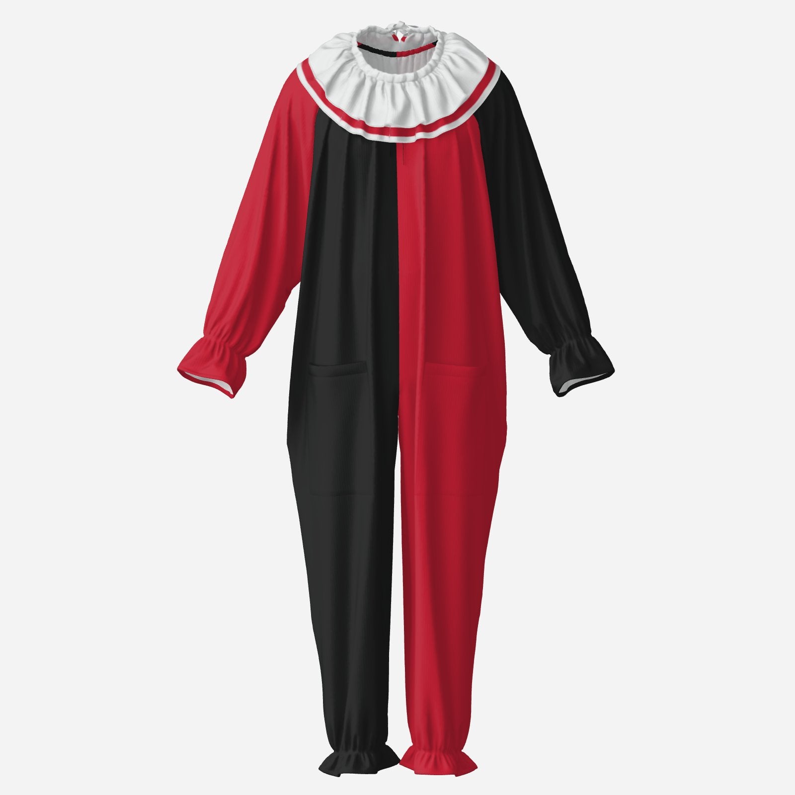 Circus Coveralls Red Black Colorblock Clown Suit