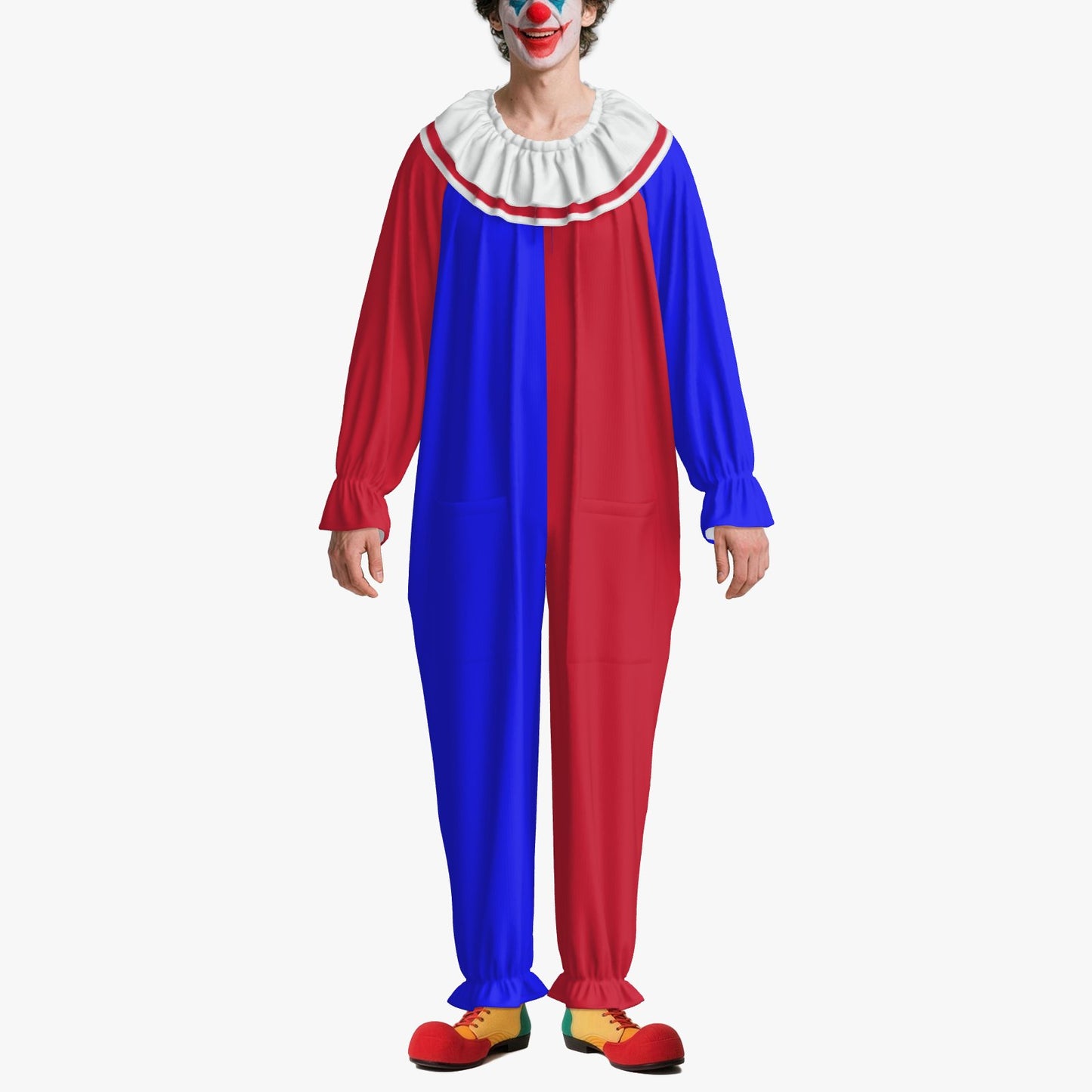 Circus Coveralls Red Blue Colorblock Clown Suit