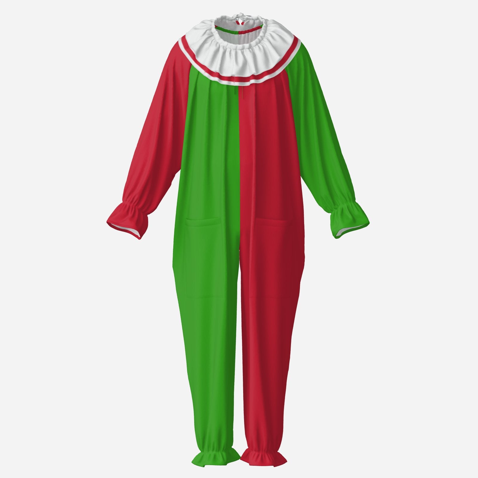 Circus Coveralls Red Green Christmas Adult Costume Clown Suit