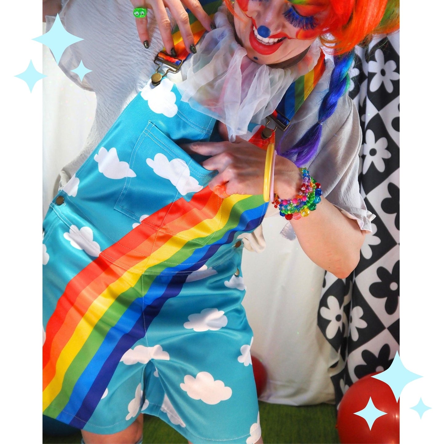 Clouds n Rainbows Shortie Overalls