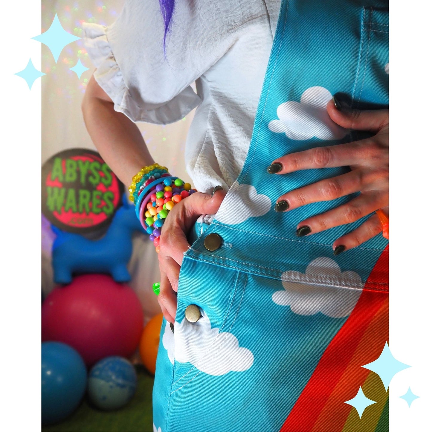 Clouds n Rainbows Shortie Overalls