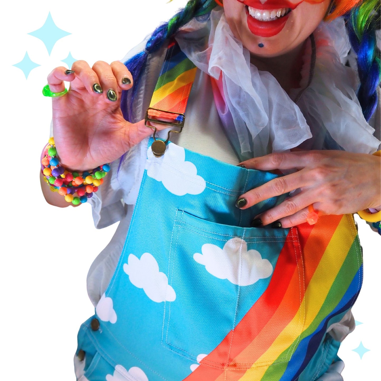 Clouds n Rainbows Shortie Overalls