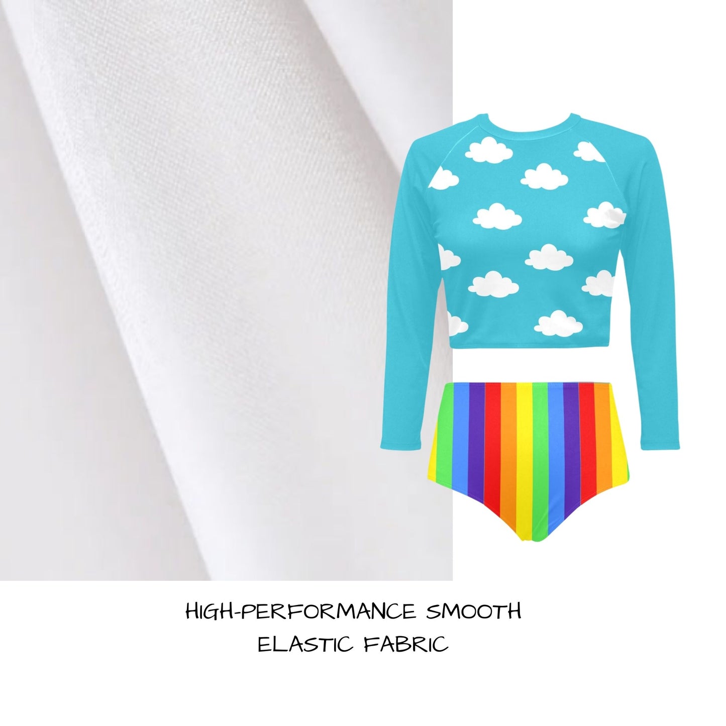 Clouds n Rainbows Long Sleeve Bikini