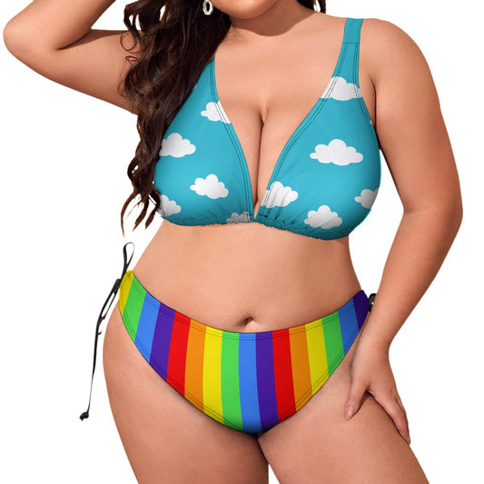 Clouds n Rainbows Plus Size String Bikini Set