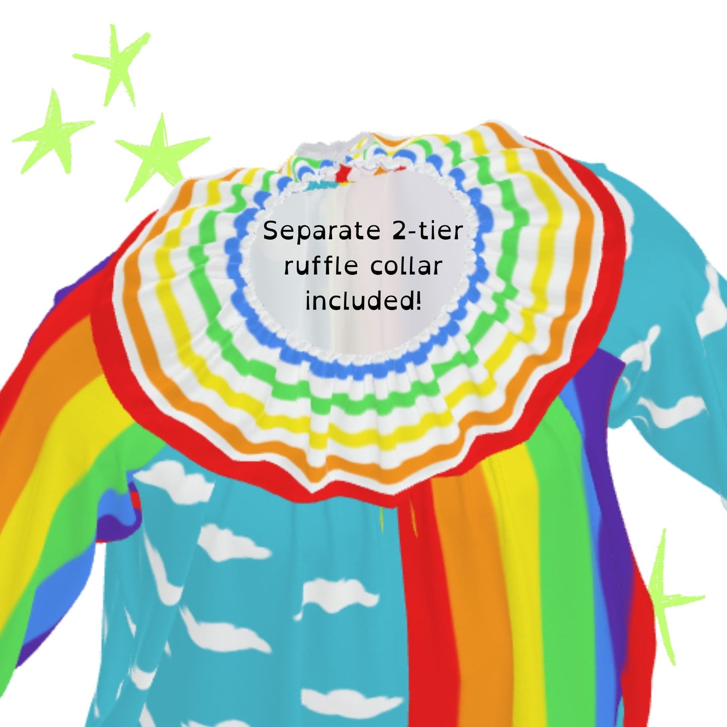 Clouds n Rainbows Pro Clown Suit and Collar Set