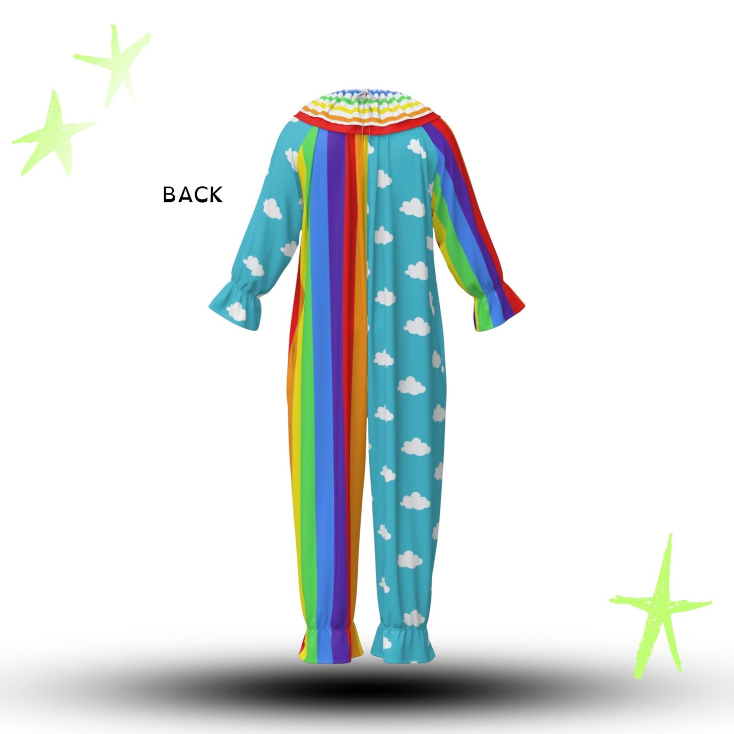 Clouds n Rainbows Pro Clown Suit and Collar Set