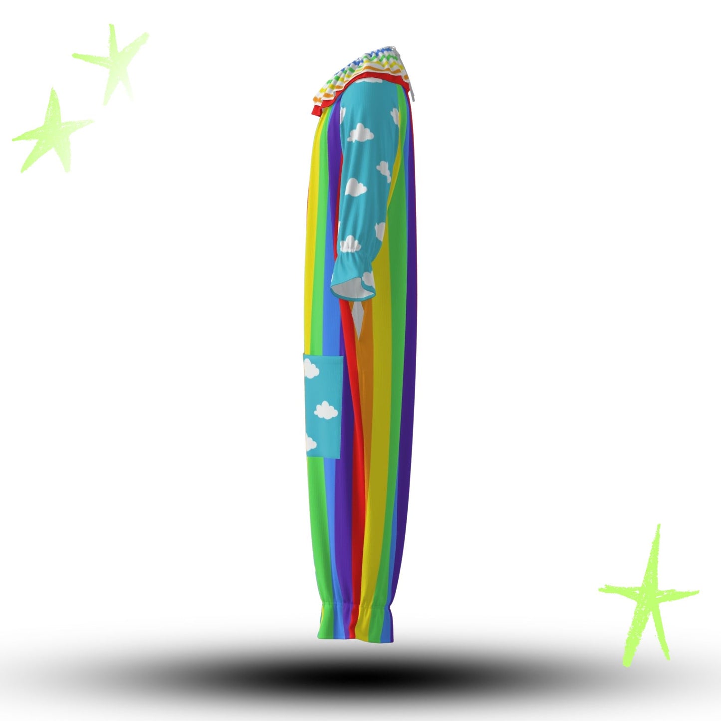 Clouds n Rainbows Pro Clown Suit and Collar Set