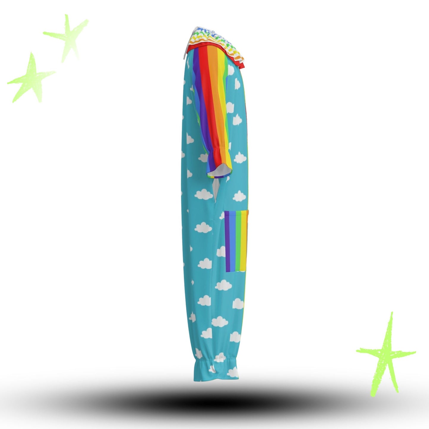 Clouds n Rainbows Pro Clown Suit and Collar Set
