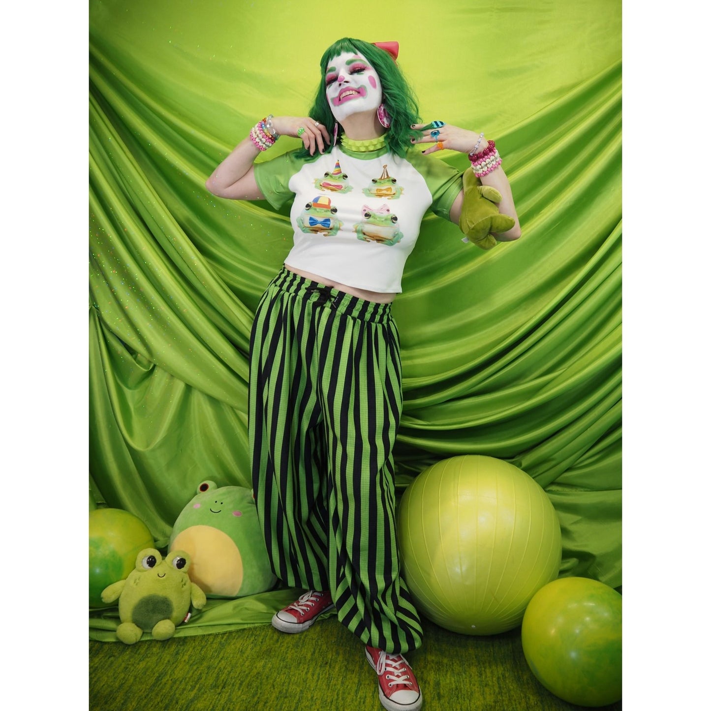 Clown Frog Party Crop Top