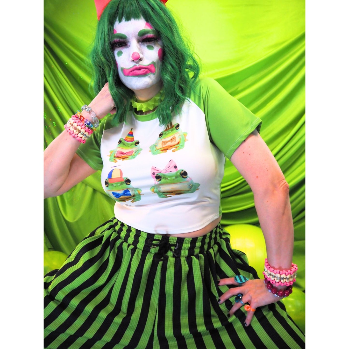 Clown Frog Party Crop Top