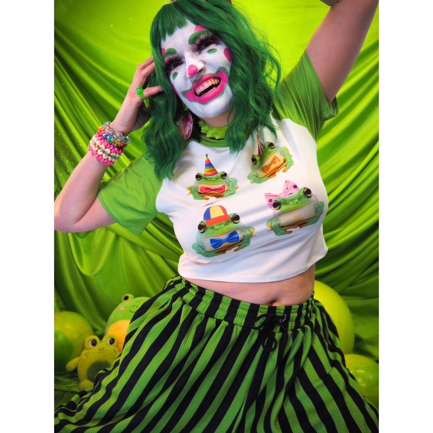Clown Frog Party Crop Top