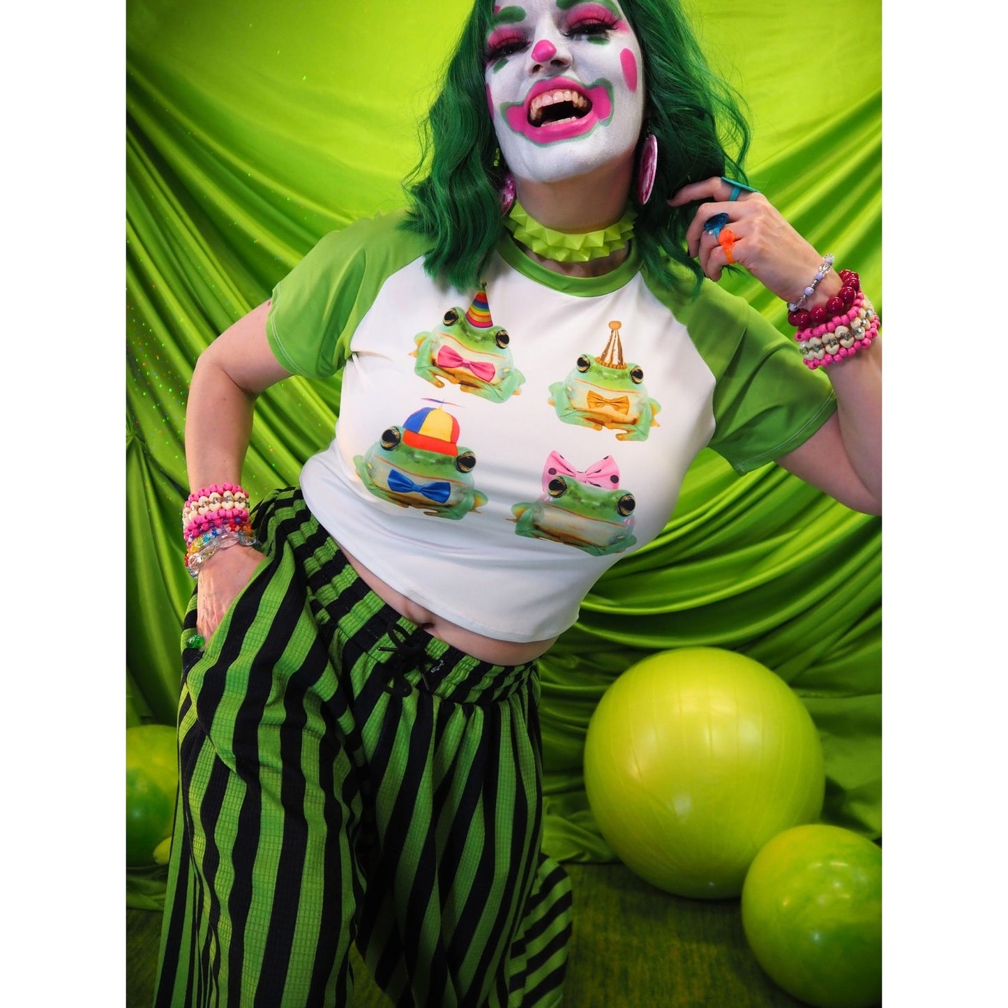 Clown Frog Party Crop Top