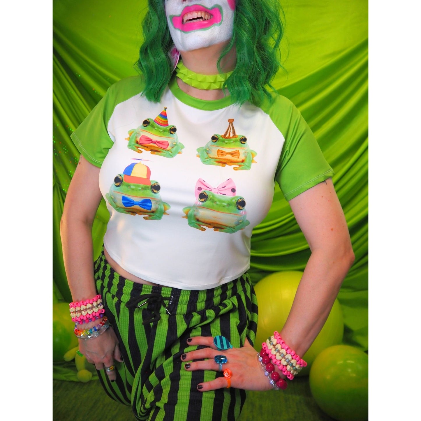 Clown Frog Party Crop Top