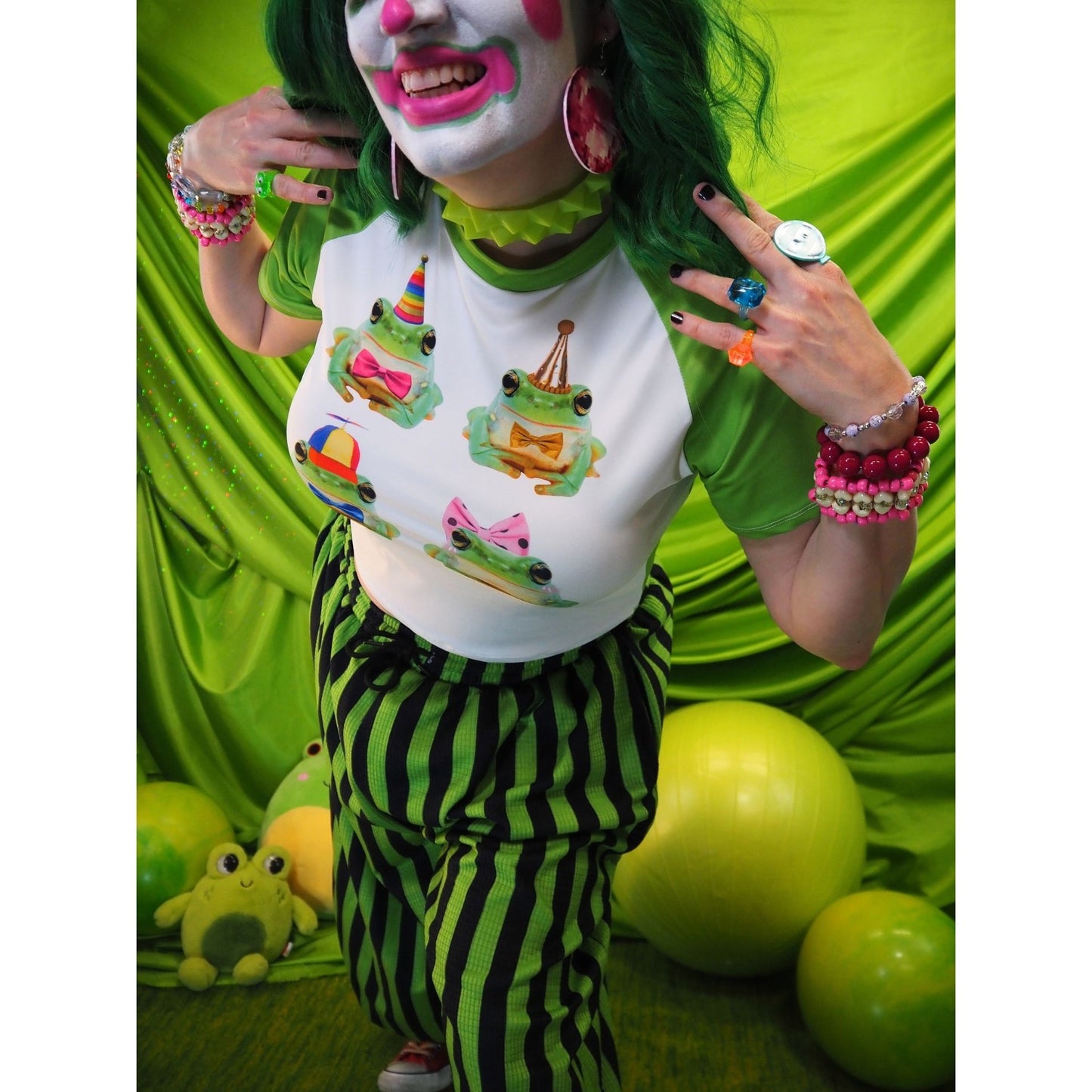 Clown Frog Party Crop Top