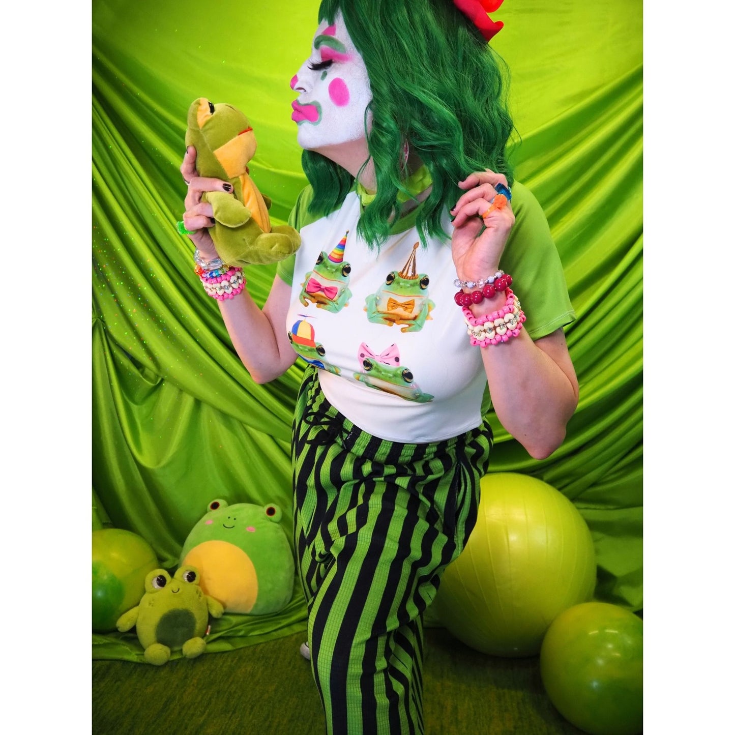 Clown Frog Party Crop Top