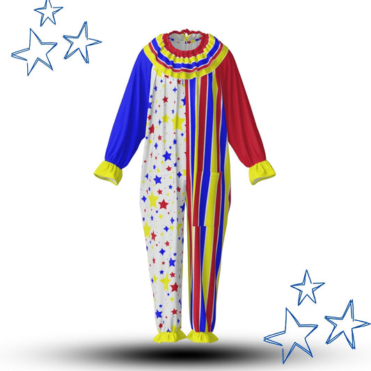 Clown Star Primary Color Clown Suit w Ruffle Collar