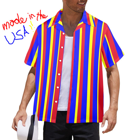 Clown Stripe Mens Bowling Shirt USA-made