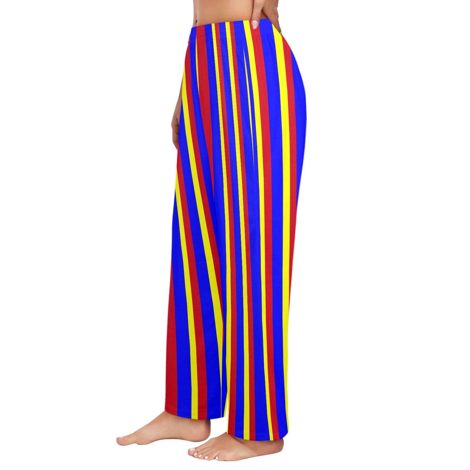 Colorful striped pants on a white background
