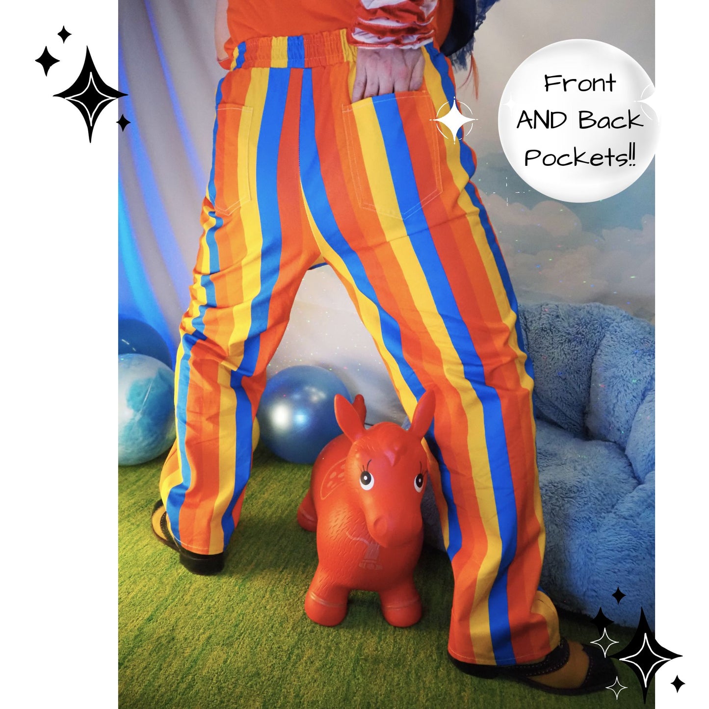 Okie Dōke Pinstripe Clown Pants Purple with Red Stripes