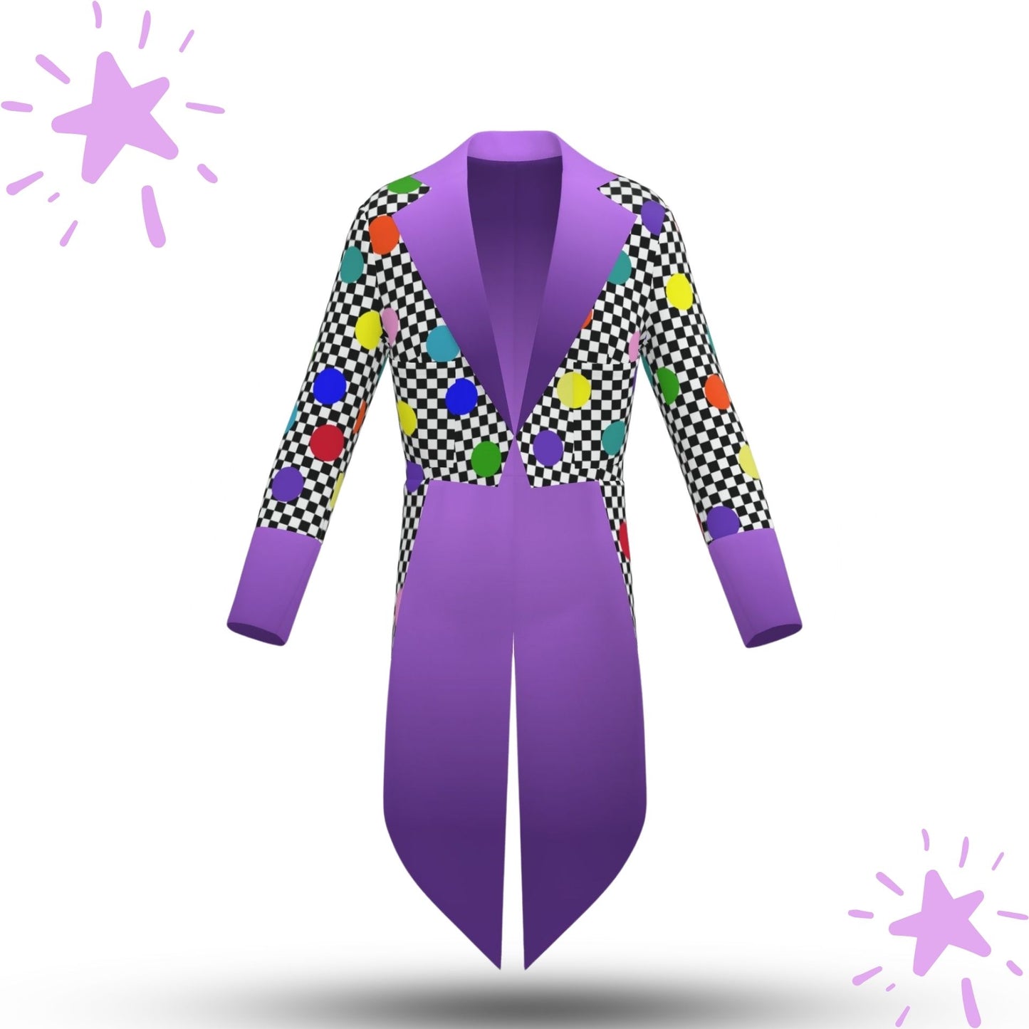Confetti Check Joker Tailcoat Clown Tux Jacket