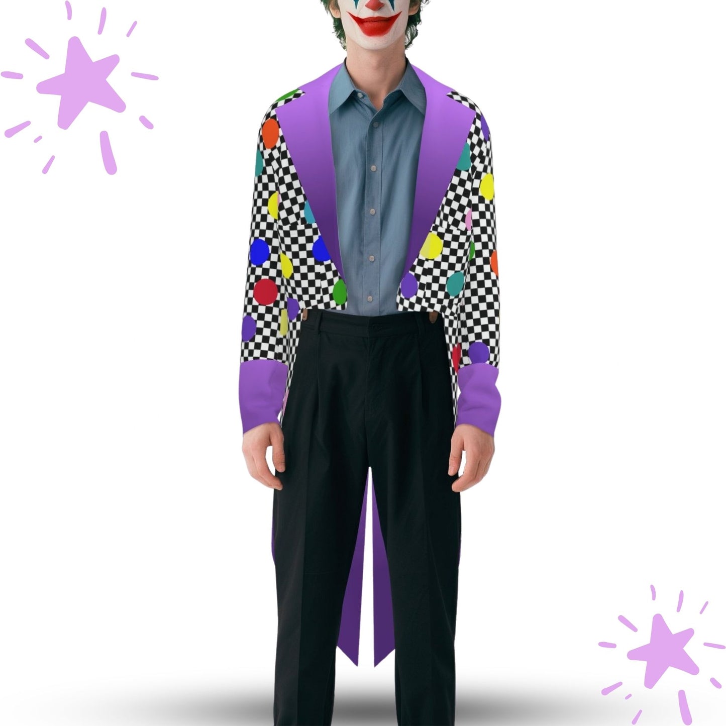 Confetti Check Joker Tailcoat Clown Tux Jacket