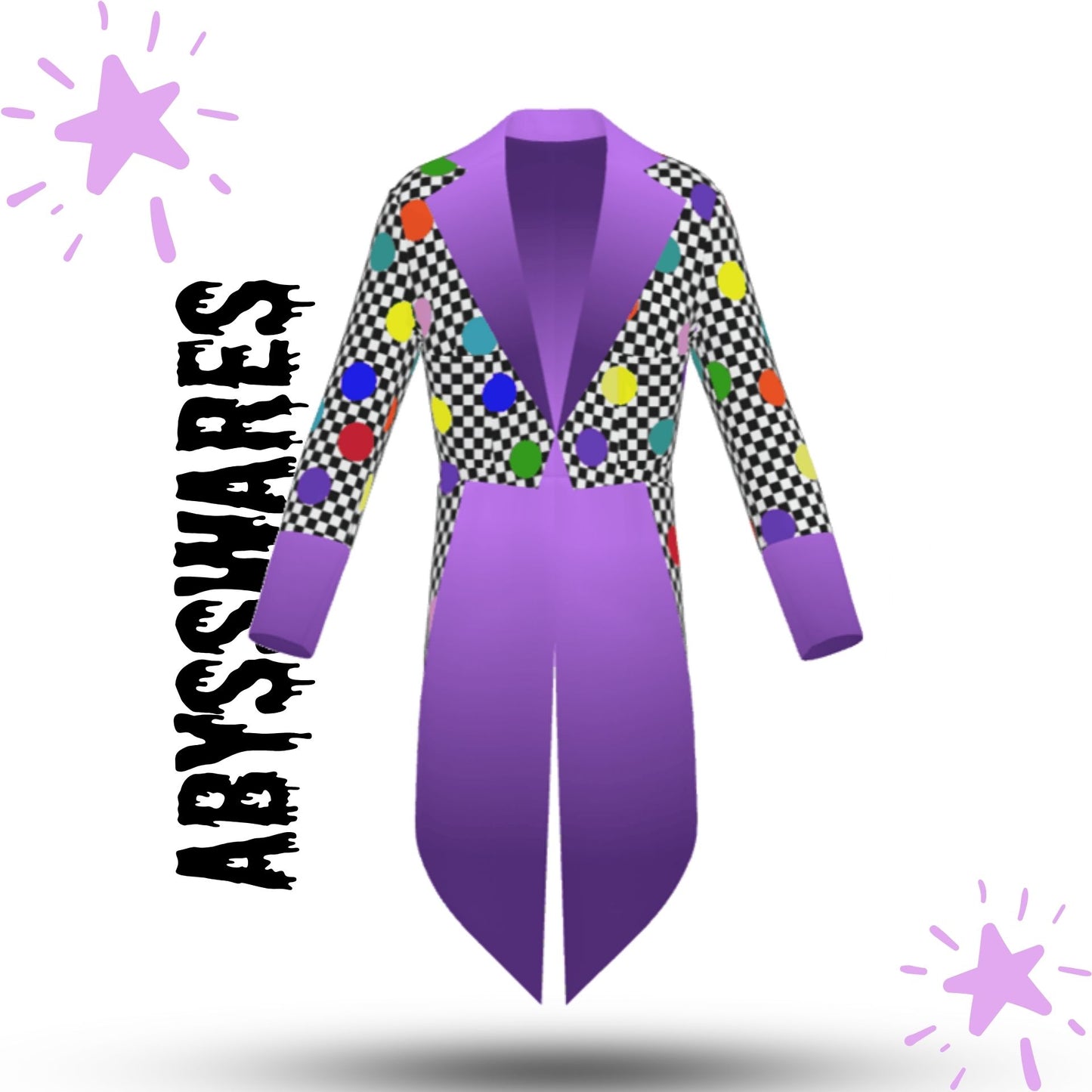 Confetti Check Joker Tailcoat Clown Tux Jacket