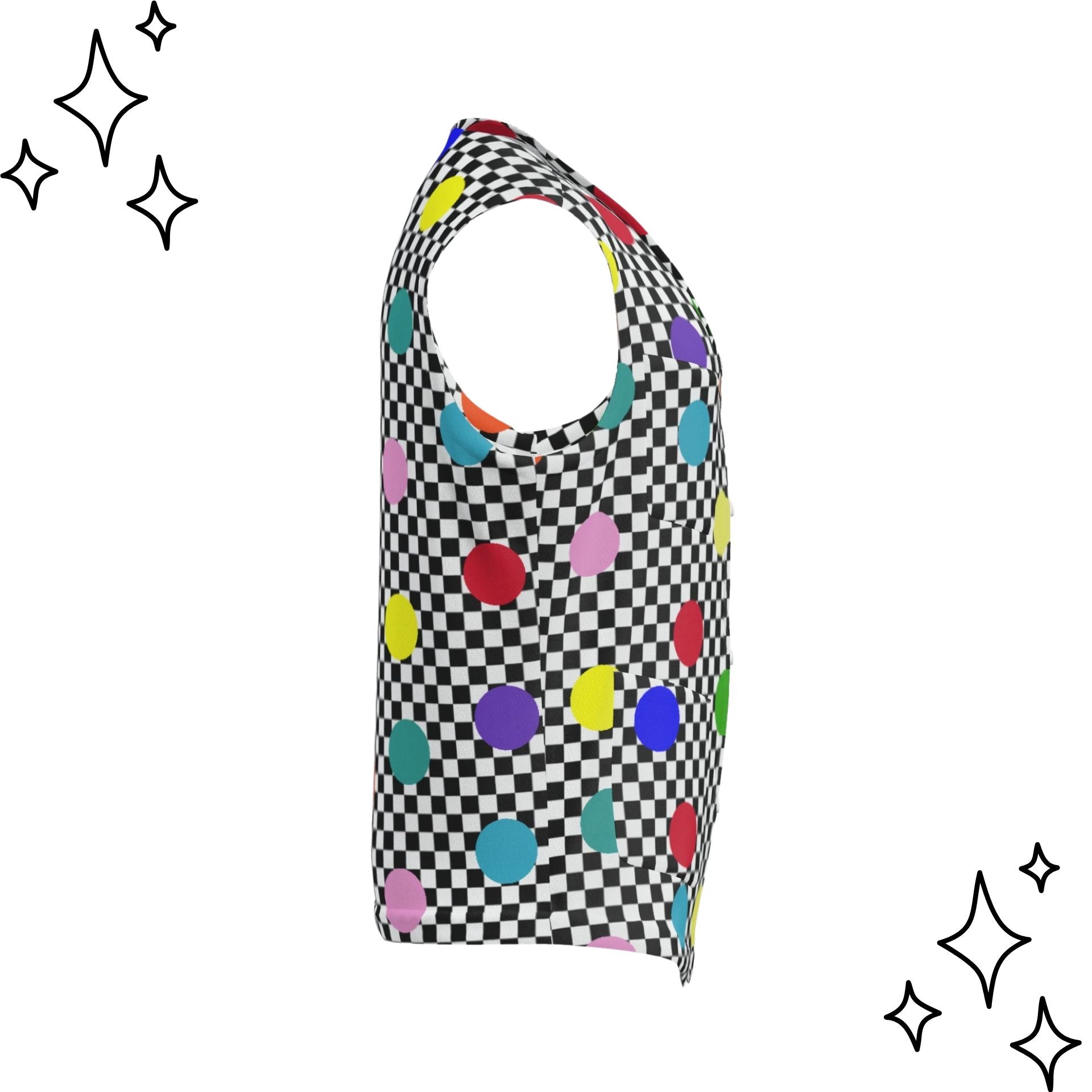 Confetti Checker 4-Pocket Clown Vest 