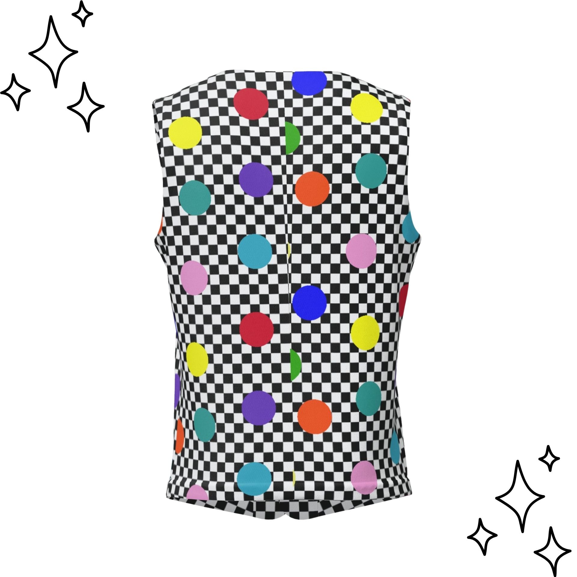 Confetti Checker 4-Pocket Clown Vest back
