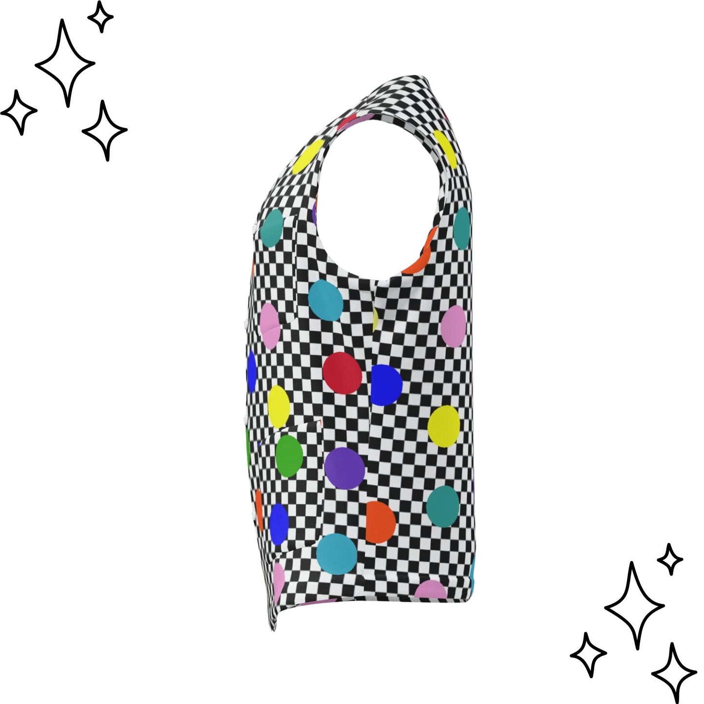 Confetti Checker 4-Pocket Clown Vest side