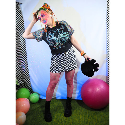 Boxy Crop Top Cosmic Octopus Weirdcore Scene Womens Cropped Tee Shirt