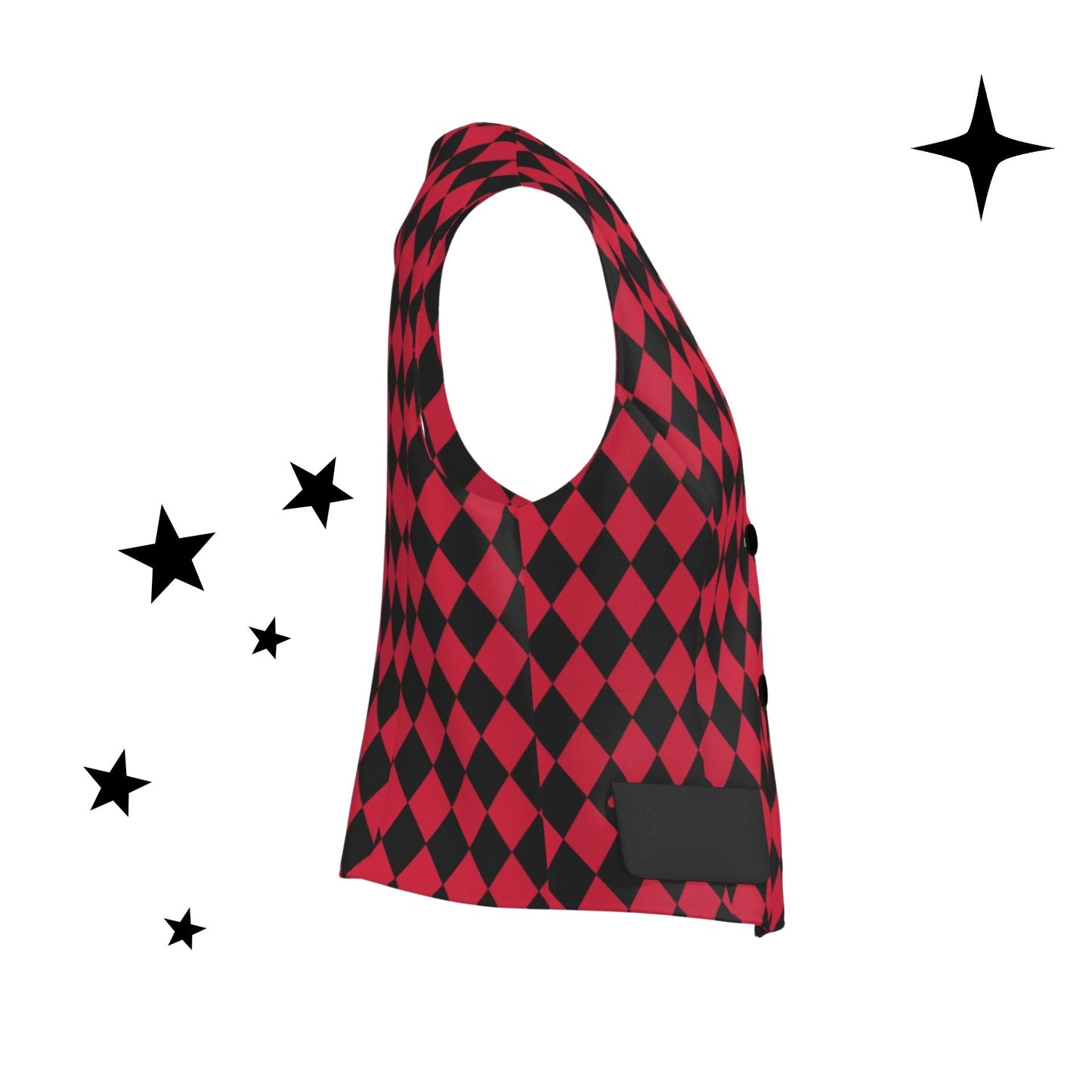 Cranberry Harlequin Womens Jester Vest