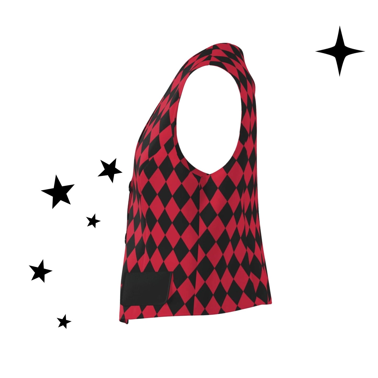 Cranberry Harlequin Womens Jester Vest