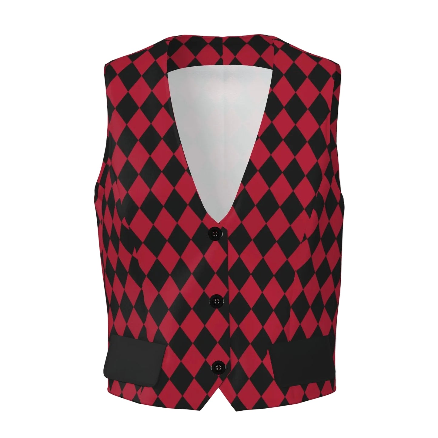 Cranberry Harlequin Womens Jester Vest