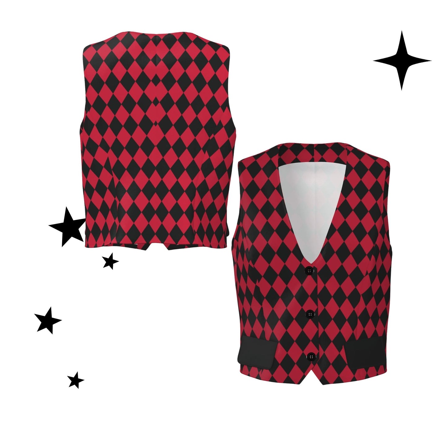 Cranberry Harlequin Womens Jester Vest