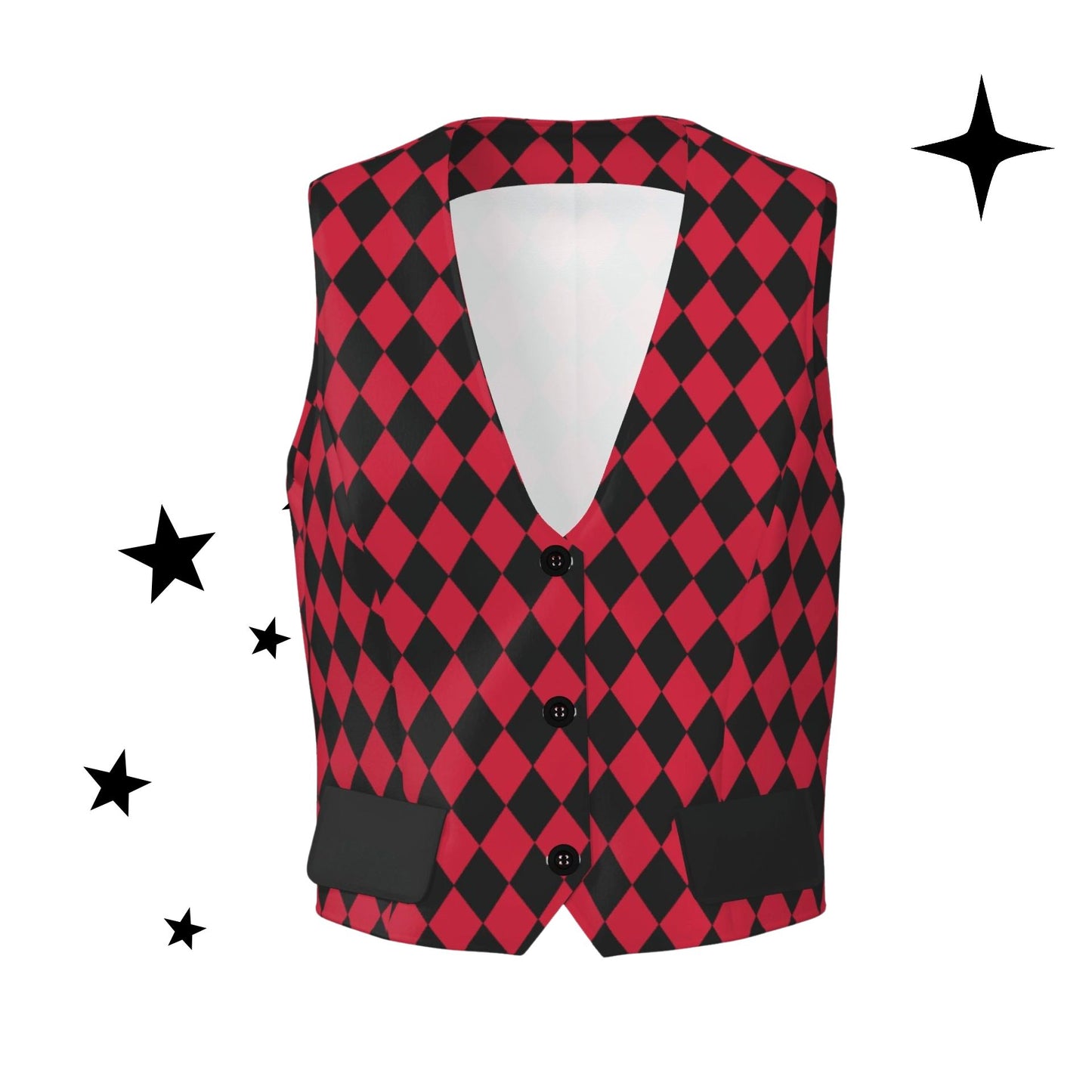 Cranberry Harlequin Womens Jester Vest