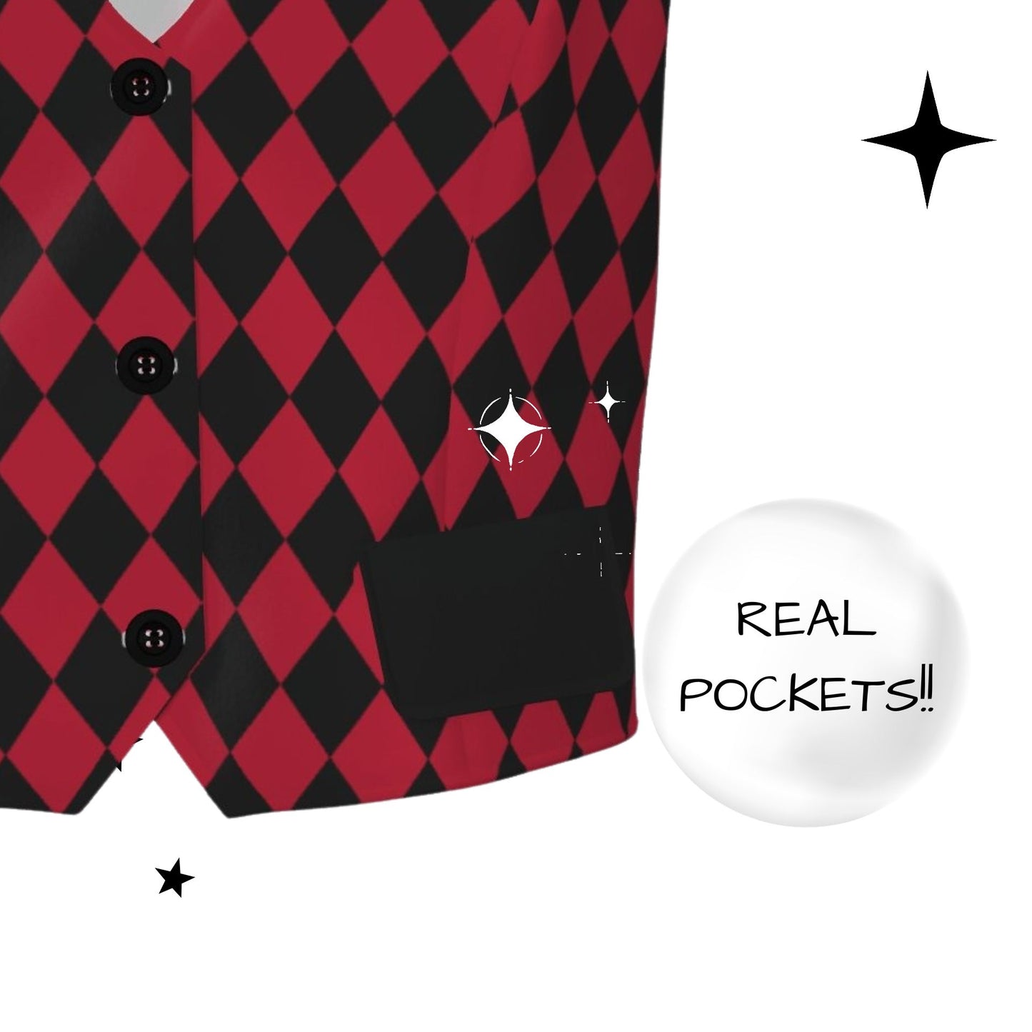 Cranberry Harlequin Womens Jester Vest