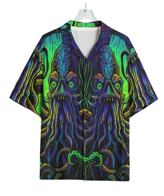 mens bowling shirts for sale weird Cthulhu shirts where can I buy Hawaiian shirts in natural materials and weirdcore clothing, mens coords with Cthulhu on them for sale at www.AbyssWares.com