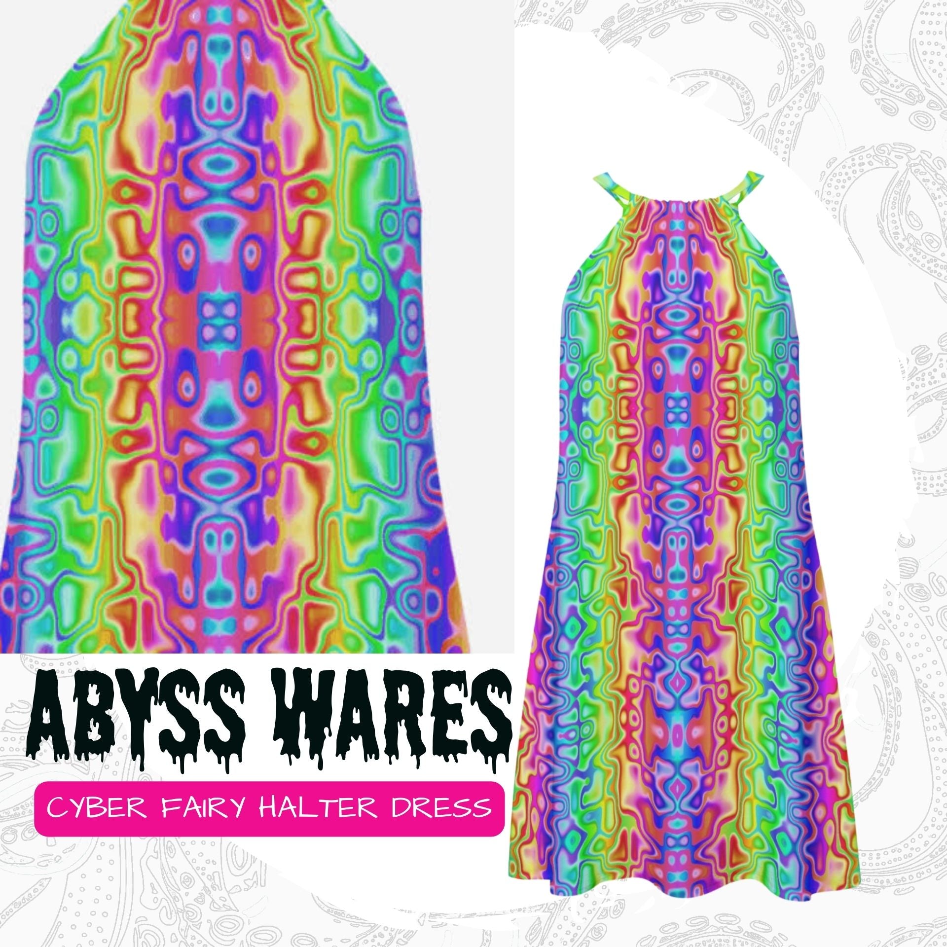 Cyber Fairy Dress Rainbow Fae Sundress Futuristic Cyberpunk Clothing Dopamine Dressing Rave Outfit