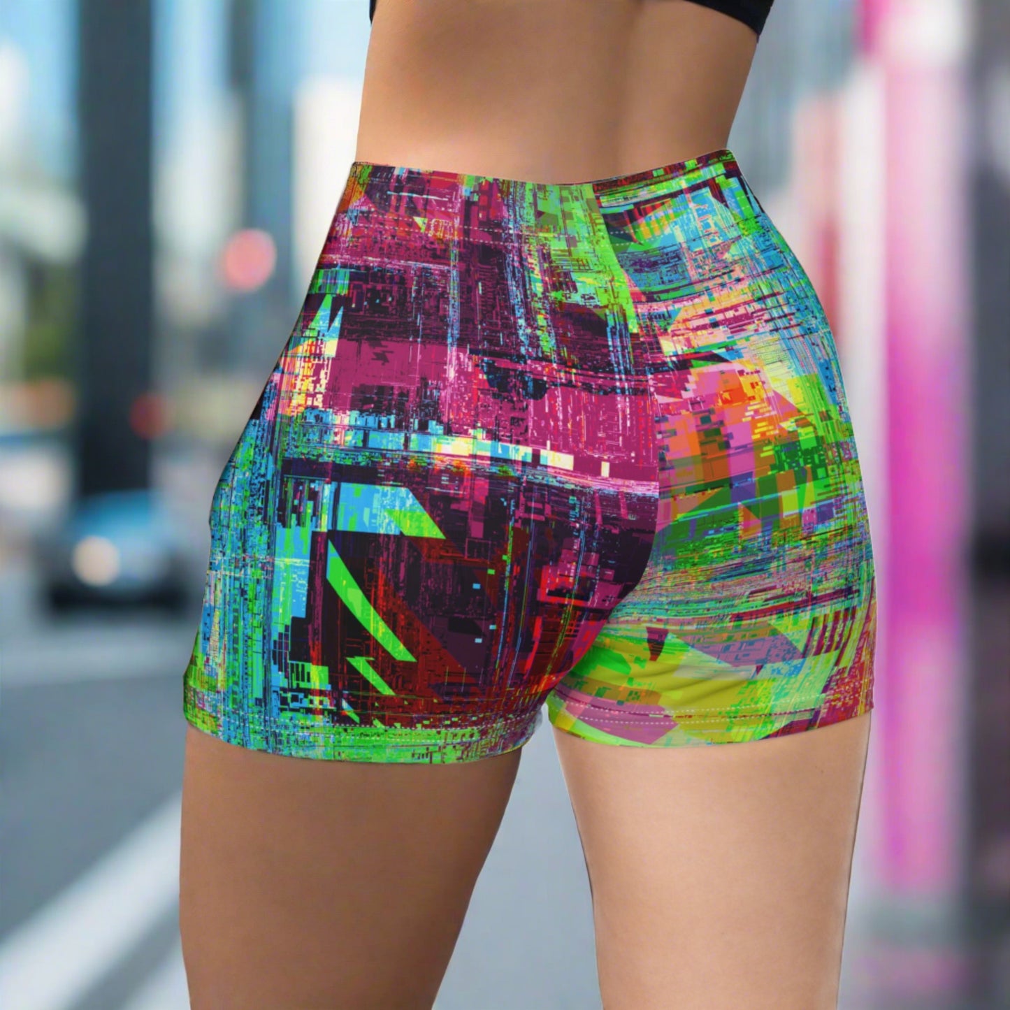 Cyber Booty Shorts Biker Shorts Webcore Glitch Rave Outfits Short Cyberpunk Yoga Scenecore Workout Clothes Weird Scene Emo Egirl Aesthetic