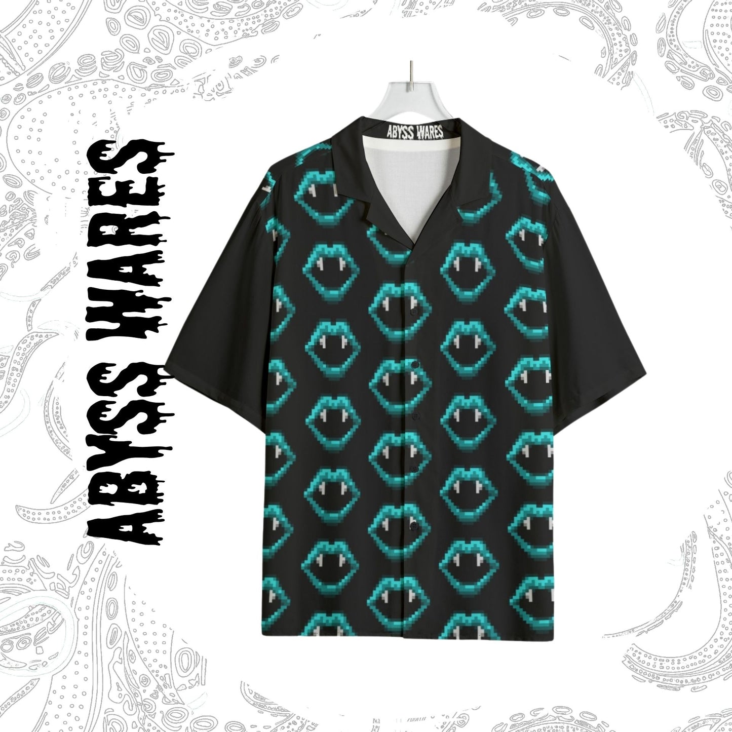 8bit Cyberpunk Cyan Vampire Hawaiian Shirt