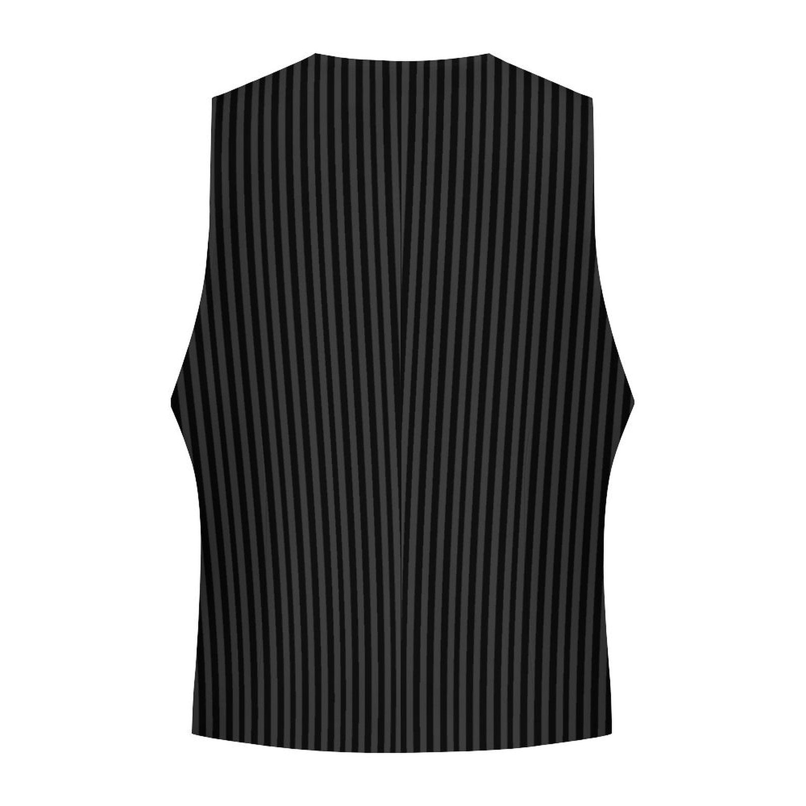 back view of Black pinstripe vest on a white background