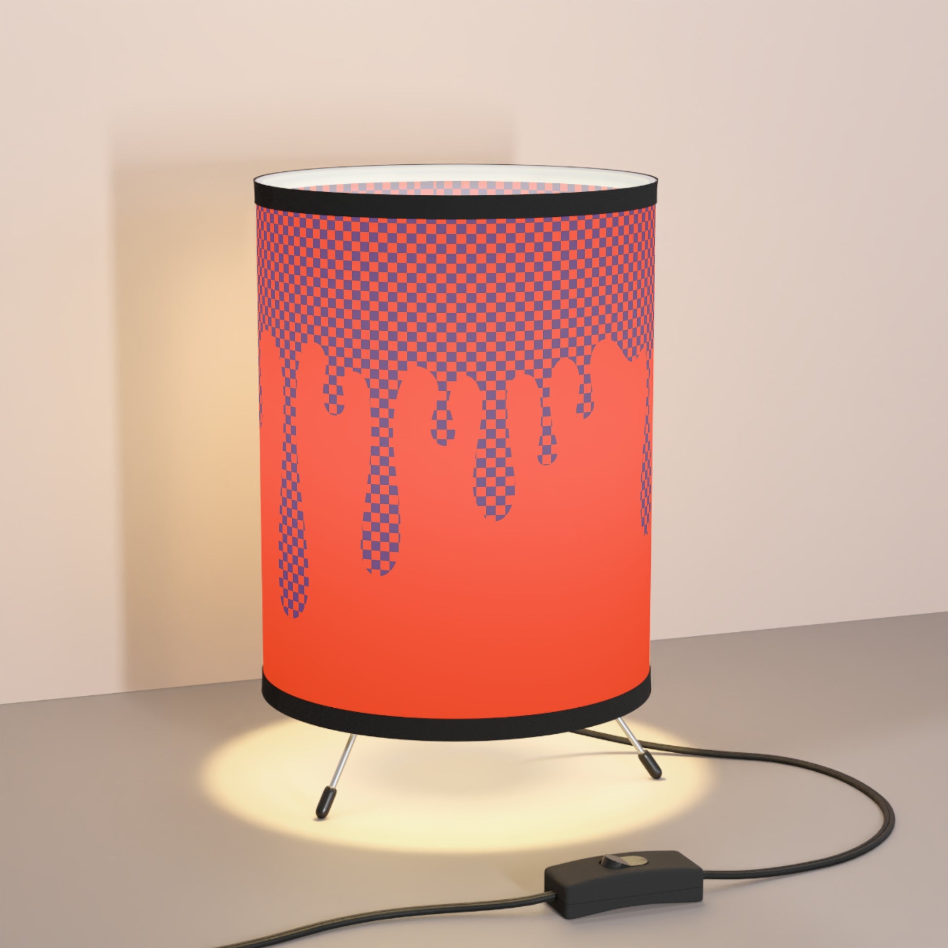 Dopamine Decor drippy checkers orange purple lamp