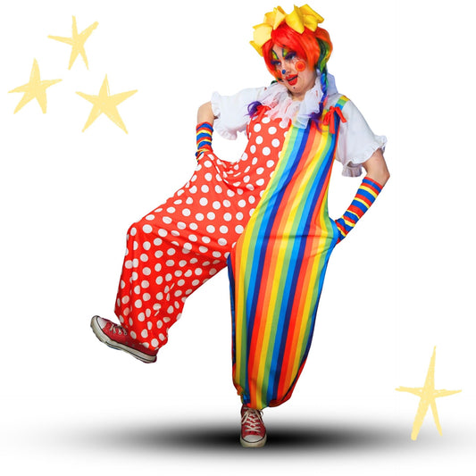 Dotty Rainbow Baggy Overalls Jumpsuit