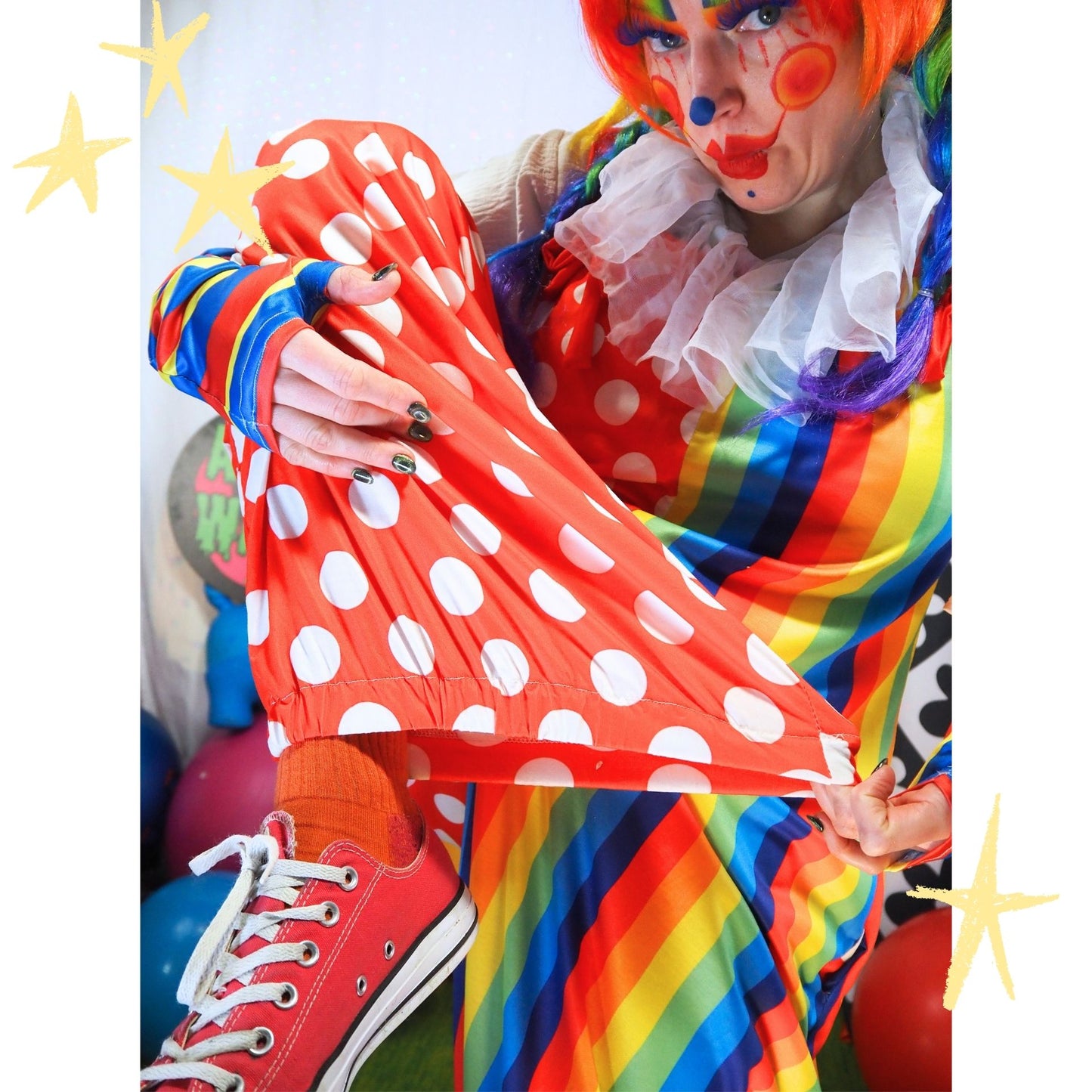 Dotty Rainbow Baggy Overalls Jumpsuit